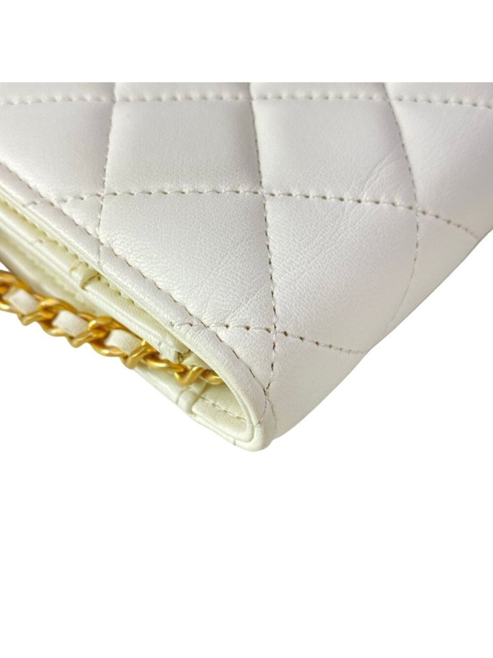 Chanel Wallet Quilted White Chain Gold Coco Ball Aja Star Lambskin Shoulder Bag - Picture 8 of 13